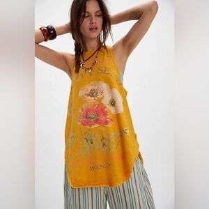 RARE! FP We The Free Rosie Graphic Tank in Poppy Seed